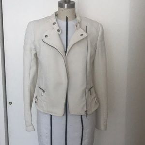 H&M white moto jacket